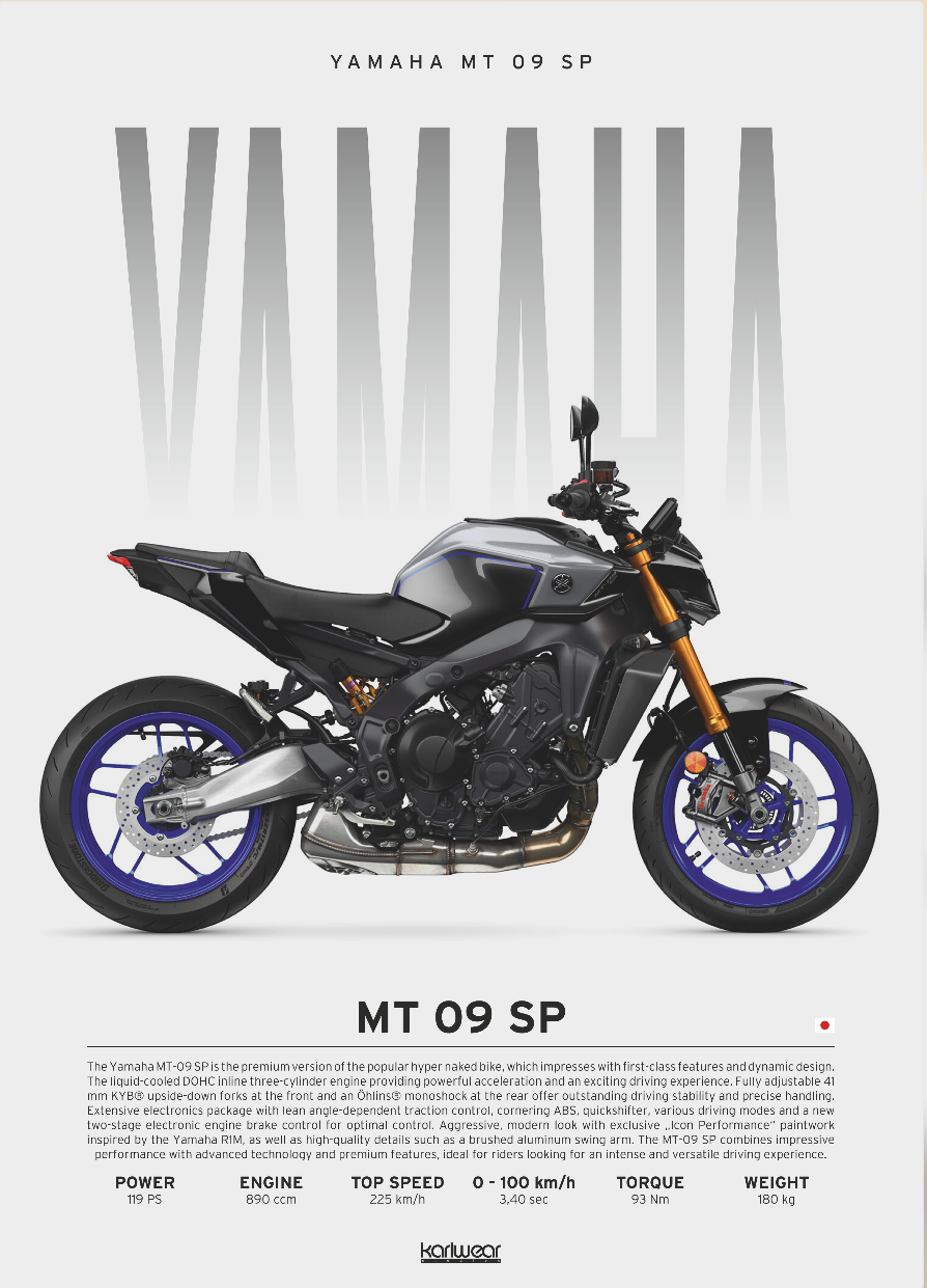 Yamaha MT 09 SP - Artwork Poster Print